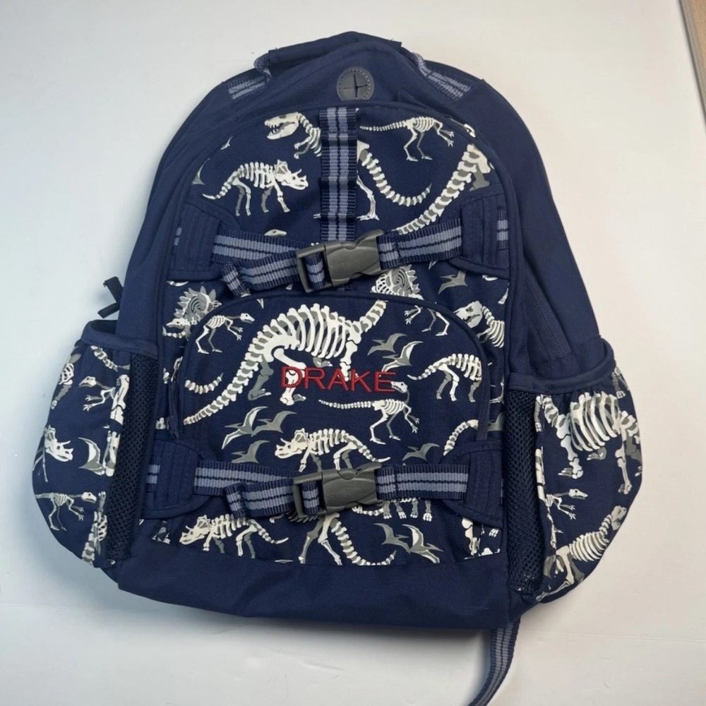 Pottery Barn Kids Mackenzie Glow-in-the-Dark Dinosaur Backpack Drake Navy‎ Blue